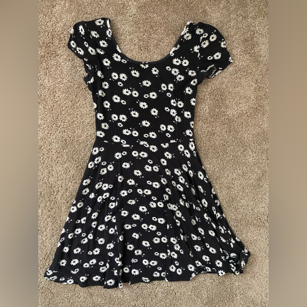 Flower print short sleeve dress